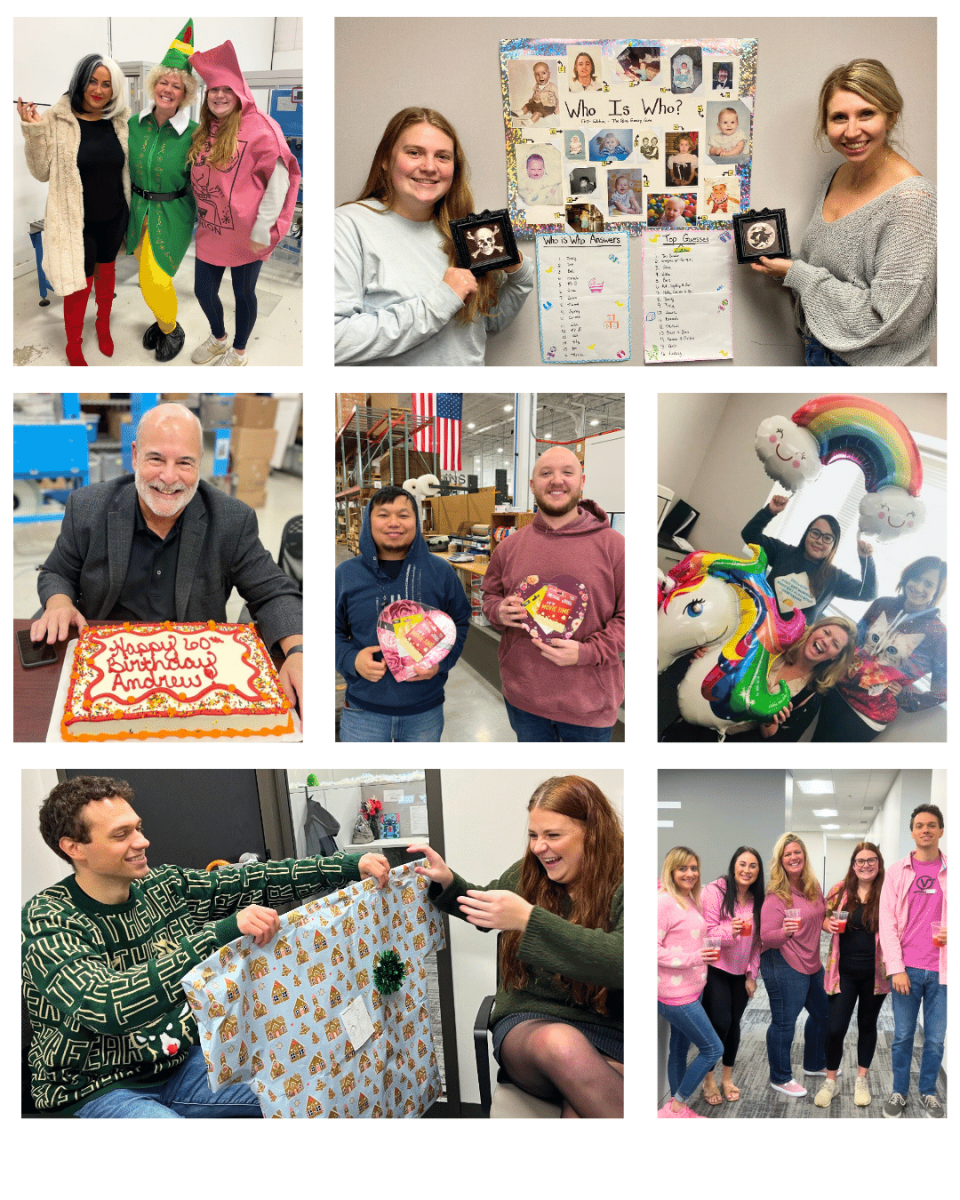 Felins employees show examples of fun in the work place in a photo collage