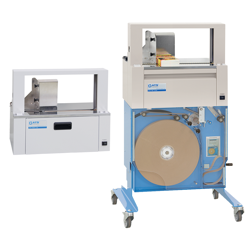 MS Heat seal banding machines, paper banding, plastic banding, tabletop bander, arch bander, large roll stand