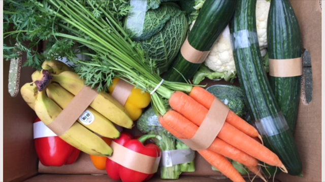 banded fruits and vegetables