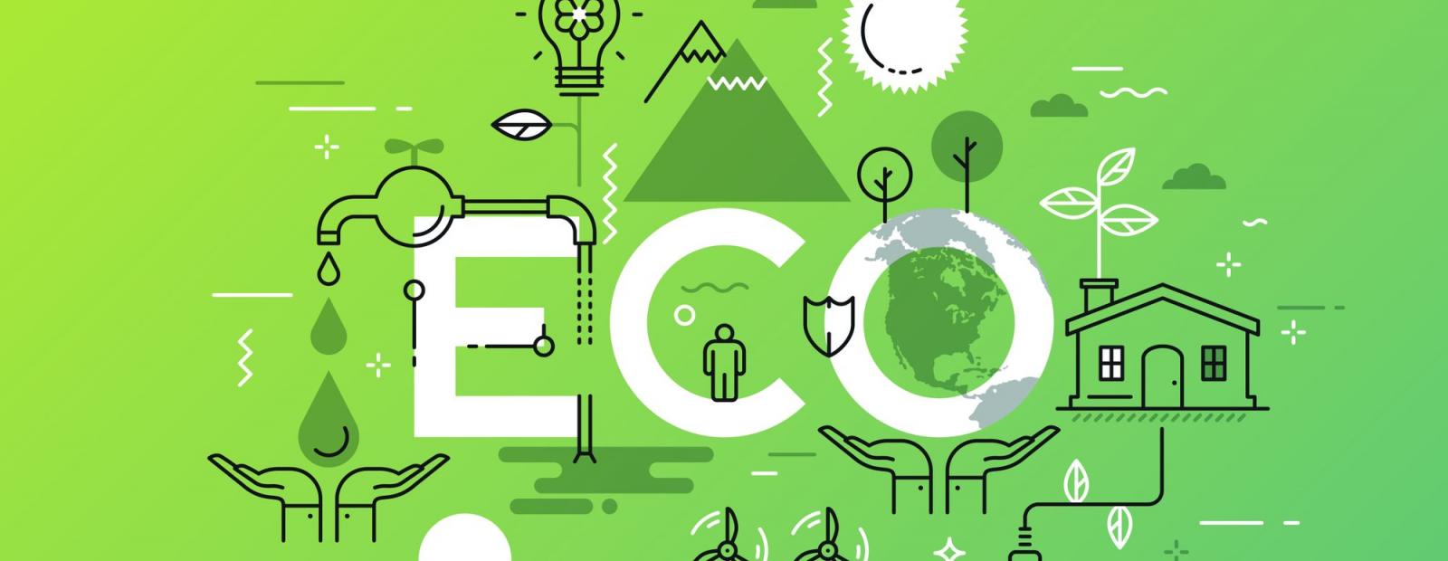 "Eco" with green background