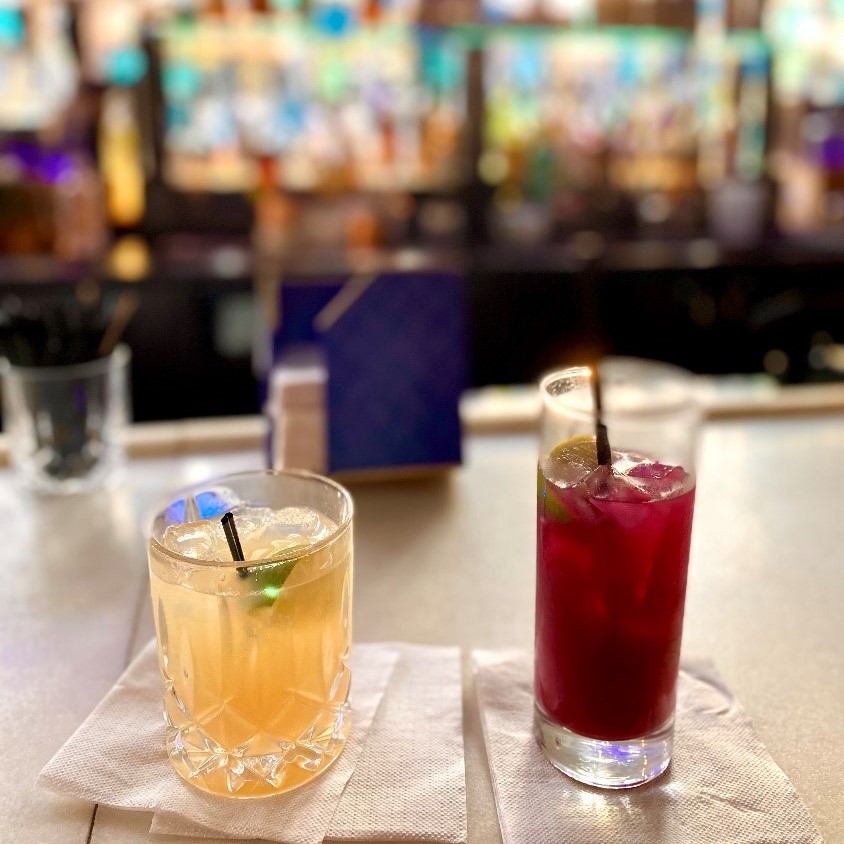 Drinks at the bar inside Kyma Restaurant in Buckhead, GA