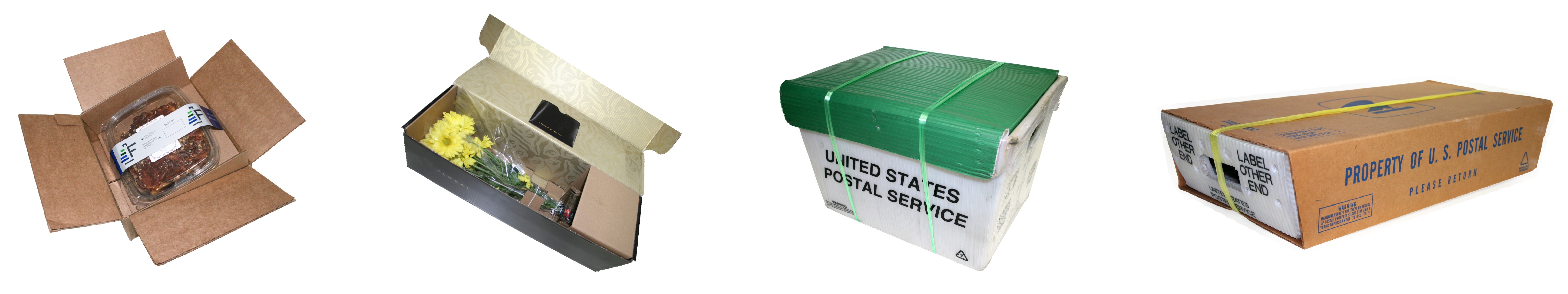 ecommerce packages, mail tub and tray