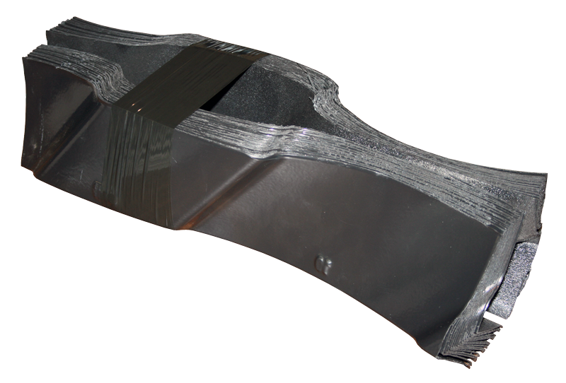 stretch film banding, wrapped metal flashing
