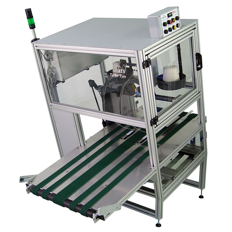 Automated tying machine, automatic incline laundry tyer, Pak-Tyer, Turbo tying machine