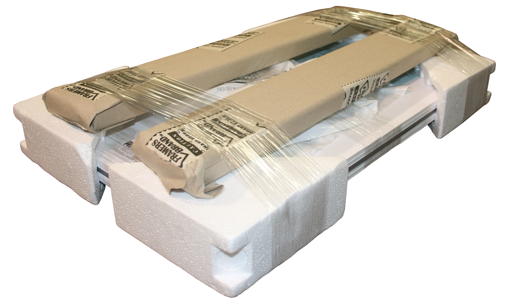 stretch film banded, wrapped picture frames for shipping