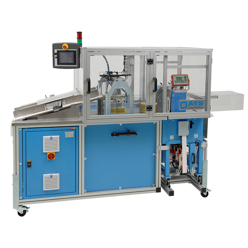 automatic banding, pinshaft conveyor, us-2000, ultra-sonic, paper banding, plastic banding, printed banding